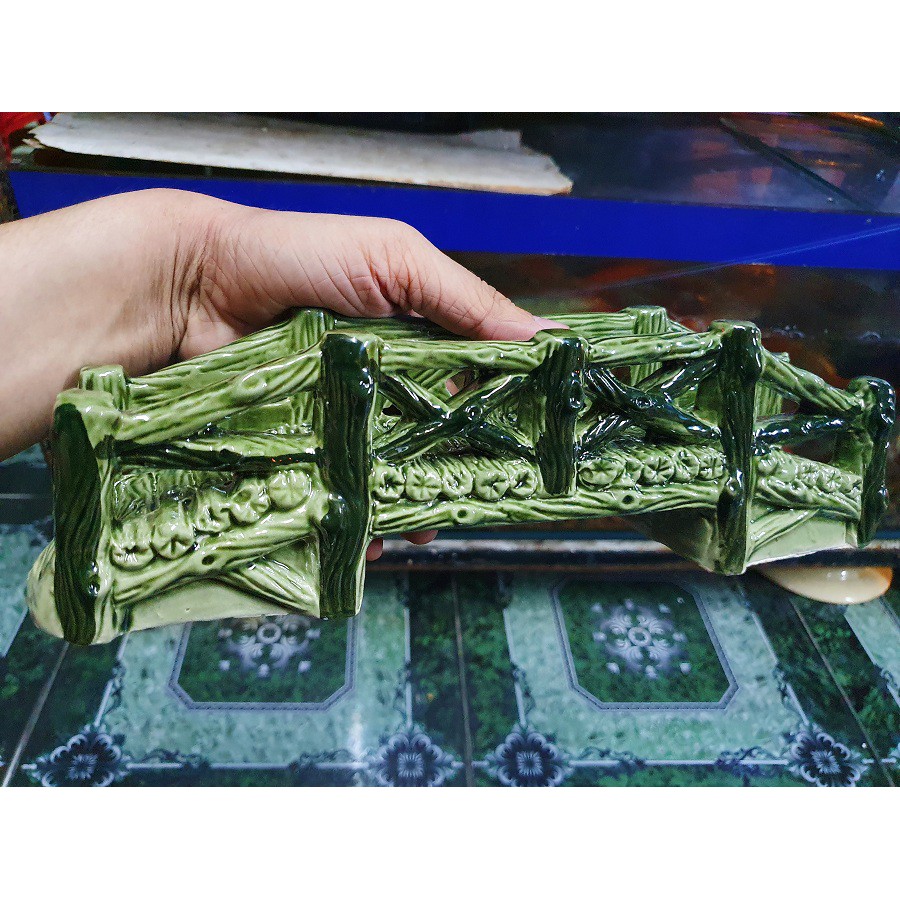 CẦU GỖ TRÁNG MEN TRANG TRÍ HỒ CÁ NON BỘ 26x6x9cm