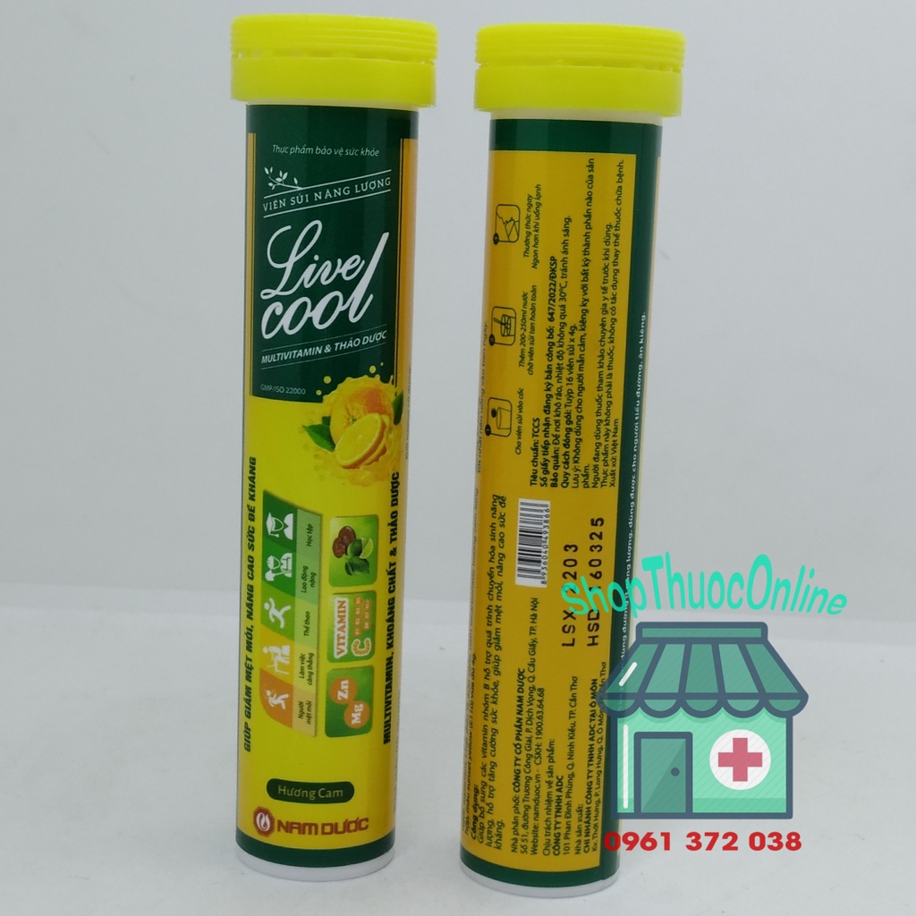 Viên sủi thanh nhiệt Livecool tuýp 16 viên hỗ trợ giảm mệt mỏi, tăng sức đề kháng