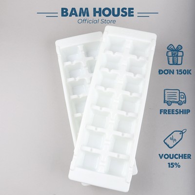 Combo 2 Khay làm đá nhựa dẻo 14 viên lớn Bam House chất nhựa ABS an toàn cao cấp KDN01