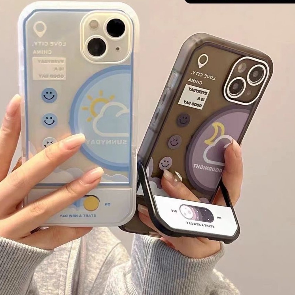 Ốp Điện Thoại Silicon Mềm Họa Tiết Báo Thời Tiết Kèm Giá Đỡ Cho IPhone 12 13 11 Pro Max X Xs Max Xr