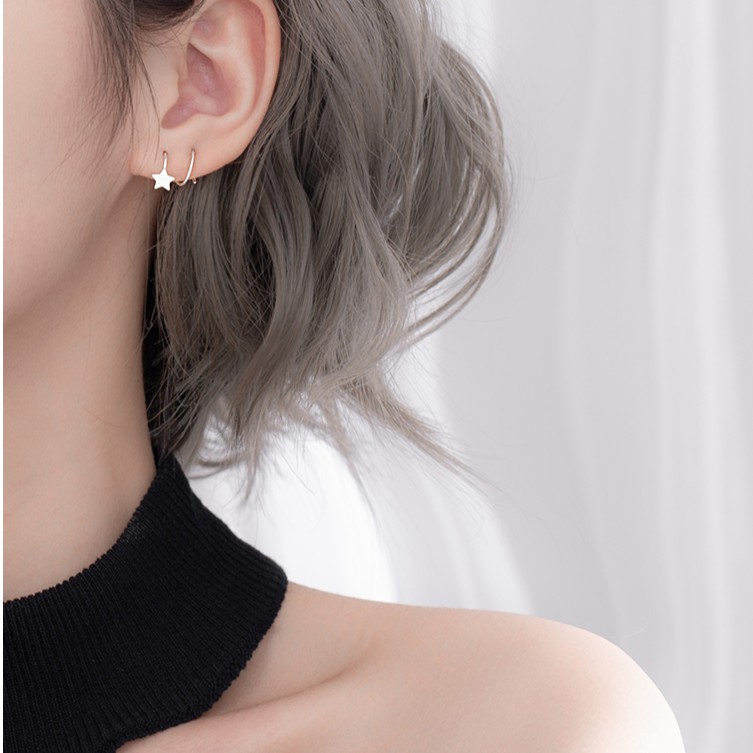 Khuyên tai nữ Bạc, Hoa tai Bạc cá tính ngôi sao TUNA SILVER cam kết CHUẨN BẠC