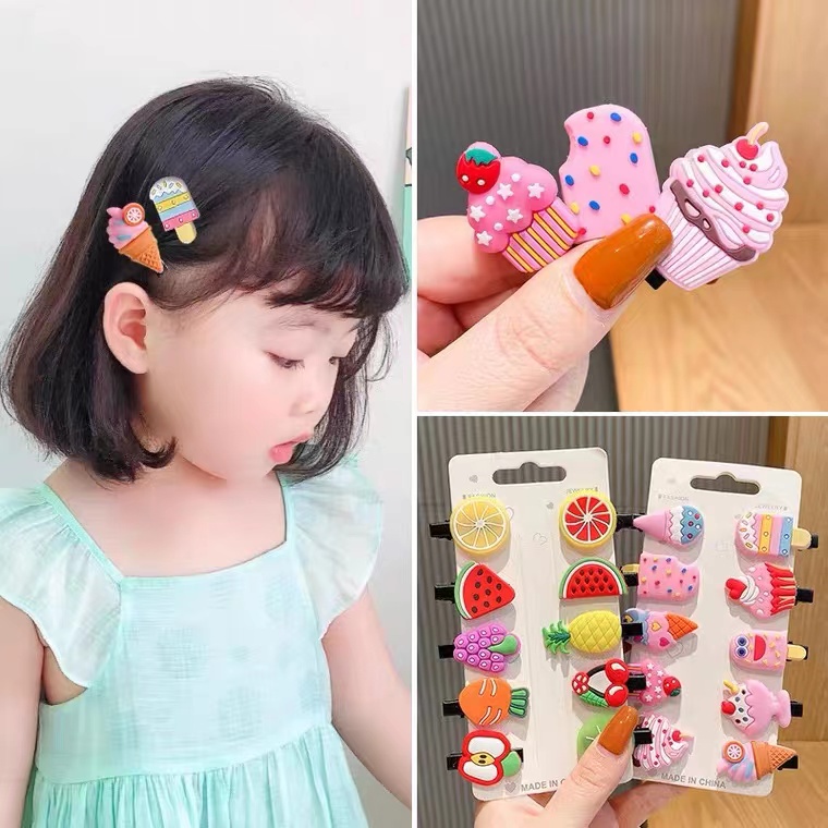 Set 14 Kẹp Tóc Hình Trái Cây Dễ Thương Cho Bé Gái