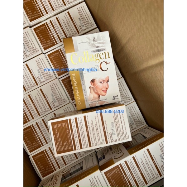 Viên uống Collagen C collagen peptide đẹp da, chống lão hóa, mờ thâm, trắng da, cân bằng nội tiết tố nữ - Hộp 60 viên