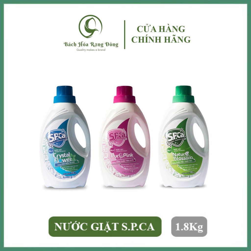 Nước Giặt Quần Áo Thơm Lâu SPCa 1.8Kg Cao Cấp Sạch Nhanh, Mềm Vải, Lưu Hương Lâu, Không Hại Da Tay