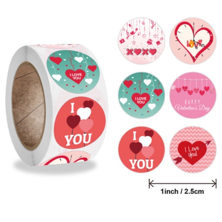 Cuộn 500 sticker happy valentine day stick063