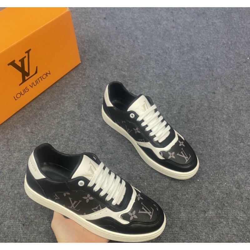 Giầy buộc dây LV thời trang nam đế cao mũi tròn, Giầy thể thao có hoạ tiết phối mầu phong cách giới trẻ btshop từ 38-42