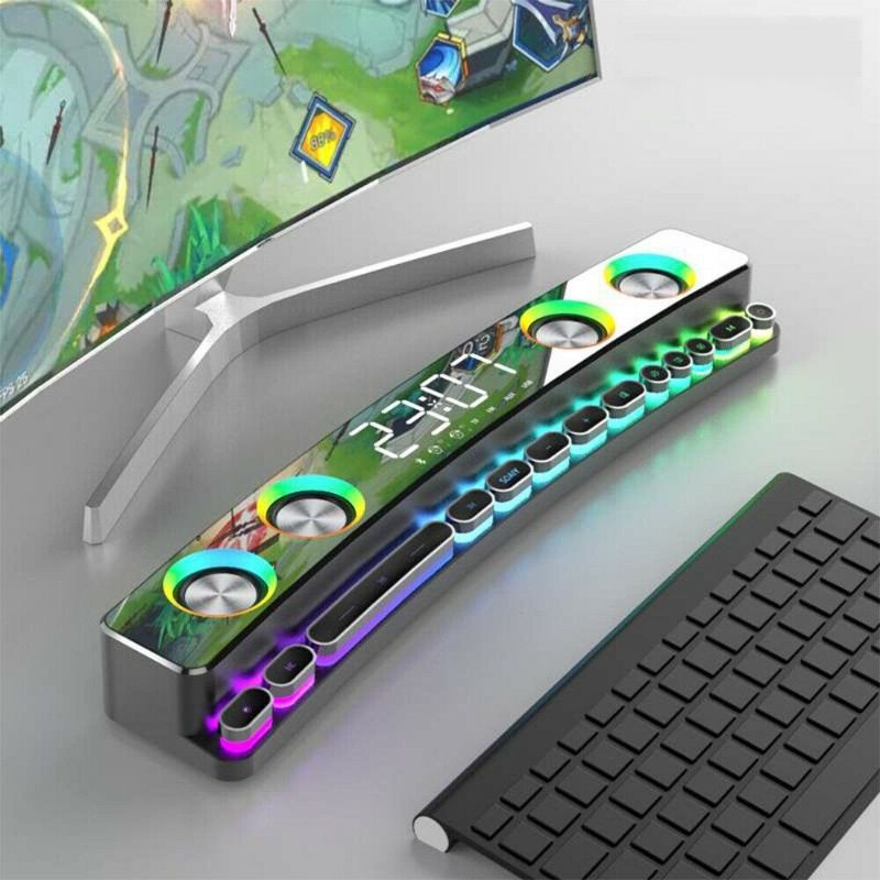 Loa Gaming RGB quang phổ cao cấp - Tích hợp Đồng hồ + Nhiệt độ, Kết nối PC, TV - Soaiy SH39 cao