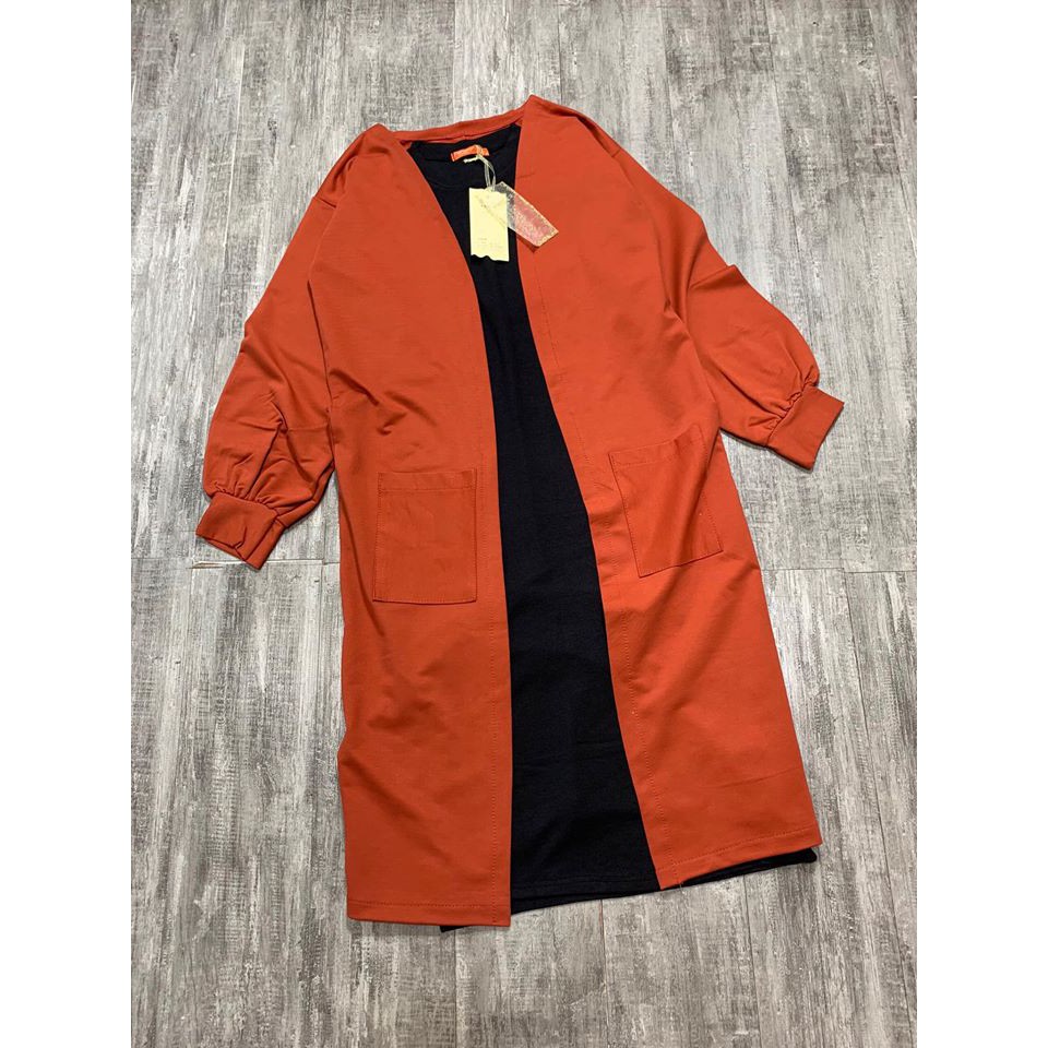 Sét áo khoác cadigan dáng dài mix váy suông trơn