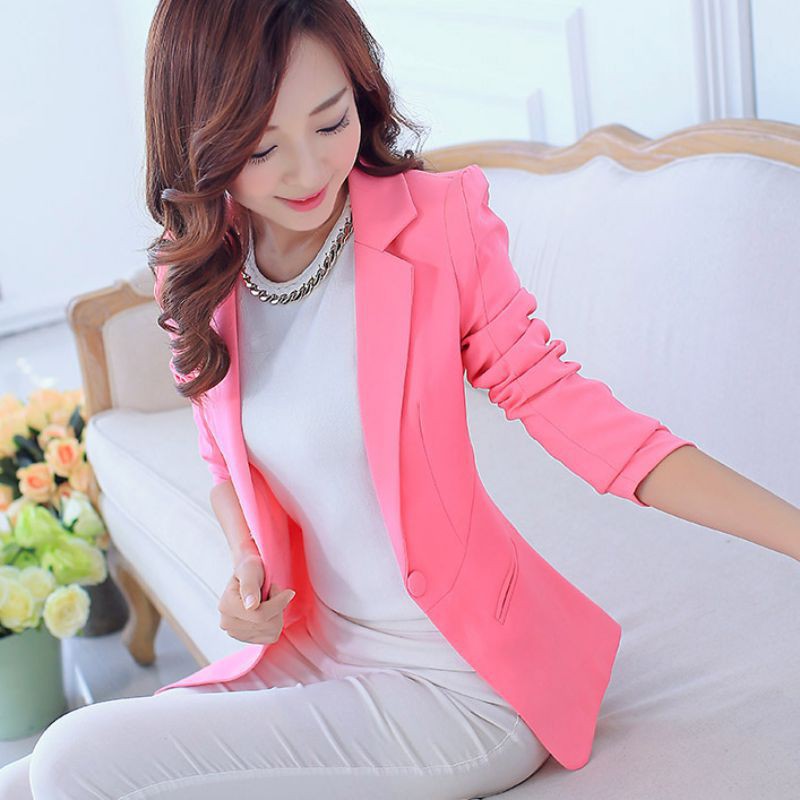 Áo vest tay dài màu trơn phong cách công sở thanh lịch cho nữ | BigBuy360 - bigbuy360.vn