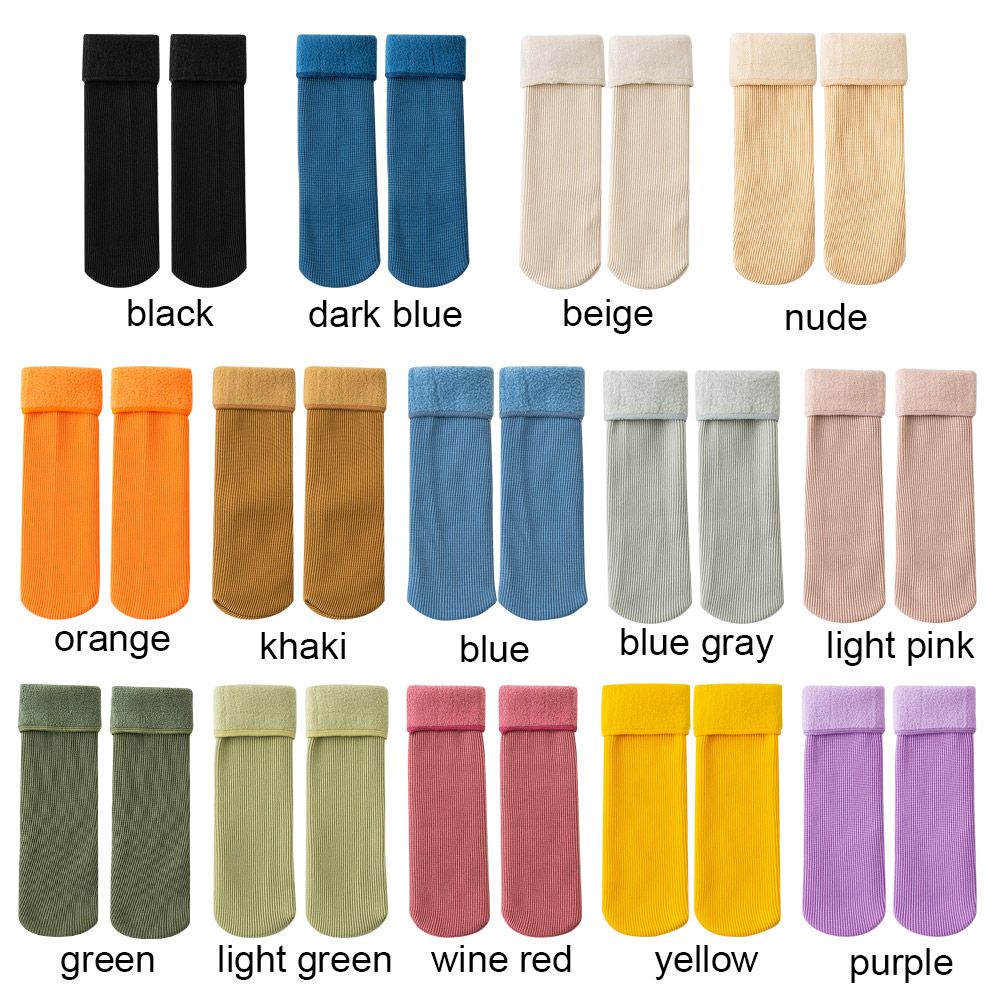 Set 2 Đôi Vớ Dày Giữ Ấm Mùa Đông Không Đường May Nhiều Màu Sắc Cho Bé