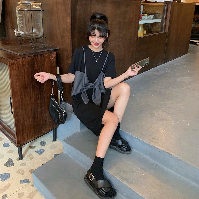 Đầm Thun Giả Hai Lớp Dáng Rộng Thời Trang Mùa Hè