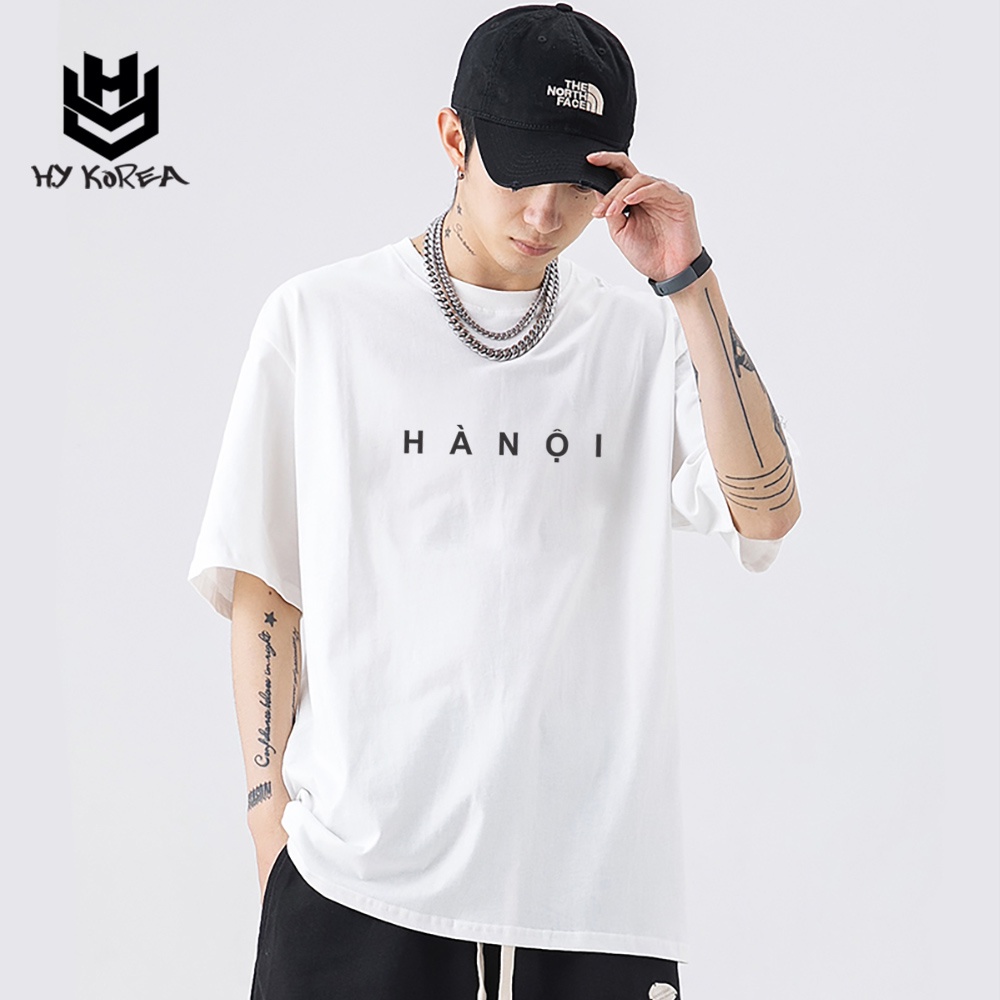 Áo Thun Tay Lỡ Cotton 100 Nam Nữ HY Korea Form Rộng In Hình Hà Nội 573.