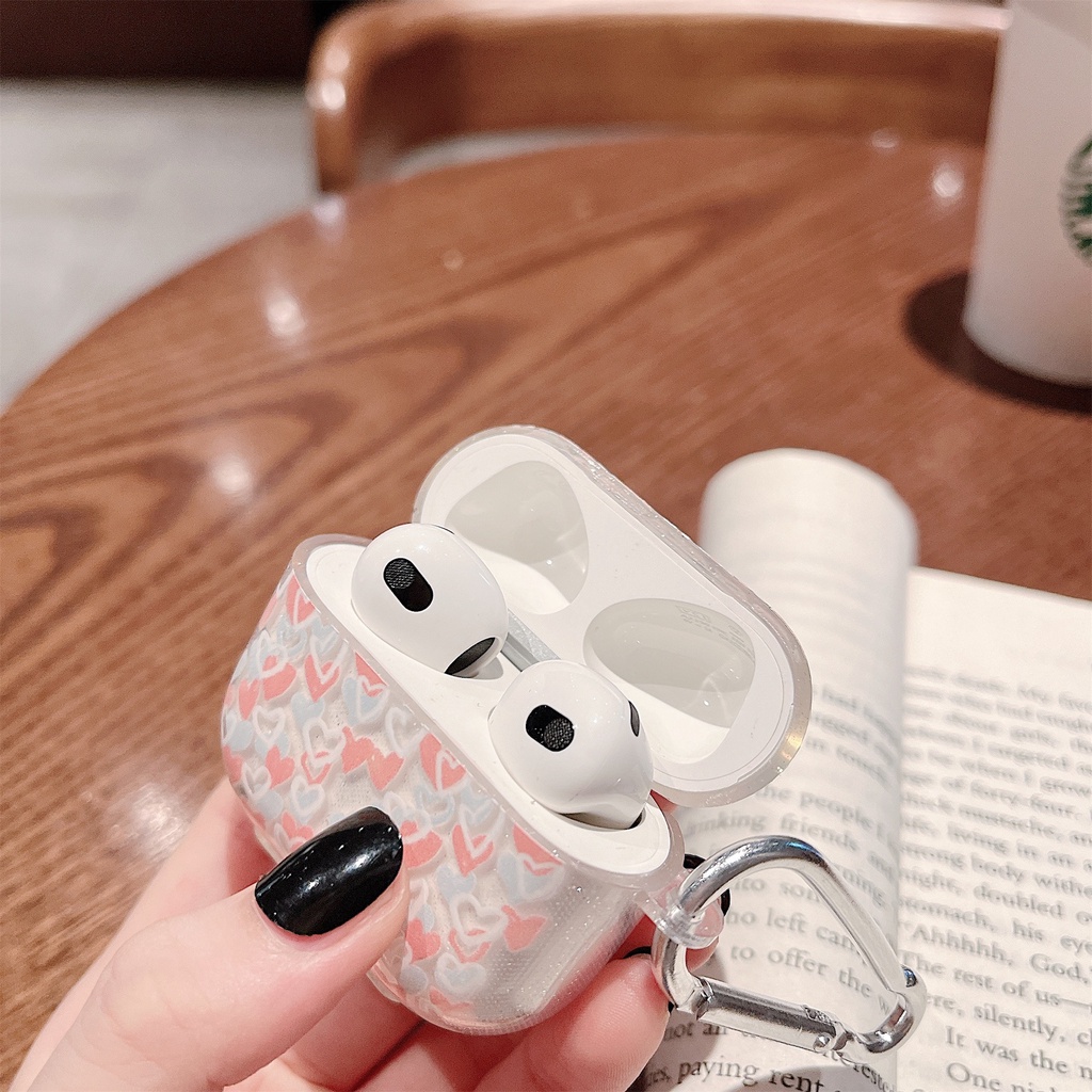 Vỏ Bảo Vệ Hộp Sạc Tai Nghe Airpods pro 1/2/3 Bluetooth Không Dây Bằng TPU Mềm Họa Tiết Trái Tim Đơn Giản Dễ Thương