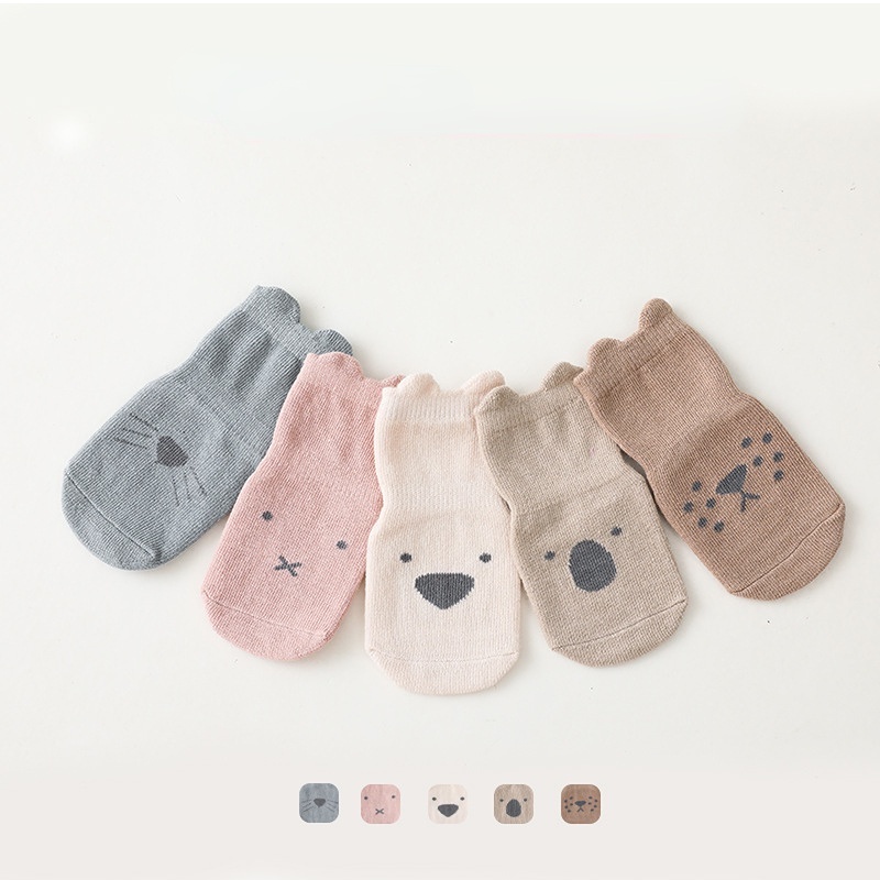 Vớ Cotton Pha Chống Trượt In Hoạt Hình Động Vật Thời Trang Thu Đông Cho Bé Gái