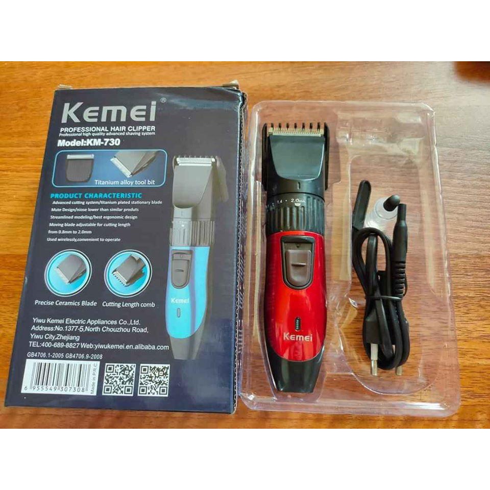 Tăng đơ cắt tóc gia đình-Tông đơ kemei km-730,cắt cho người lớn,cho trẻ nhỏ(kèm:Kéo tỉa-Kéo Cắt_Ngoáy tai)-BH 12 THÁNG