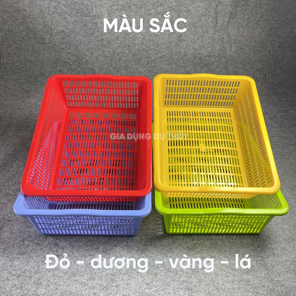 Rổ nhựa chữ nhật cao có 3 size 26.7x19.5x7.9 | 34.2x27.7x12.3 | 47.7x37.5x14.8cm đựng đồ đa năng, có nhiều màu