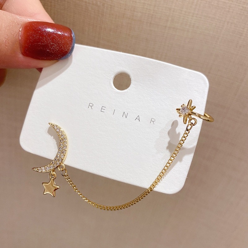 Bông Tai Mạ Bạc 925 Hình Ngôi Sao Mặt Trăng Thời Trang Hàn Quốc