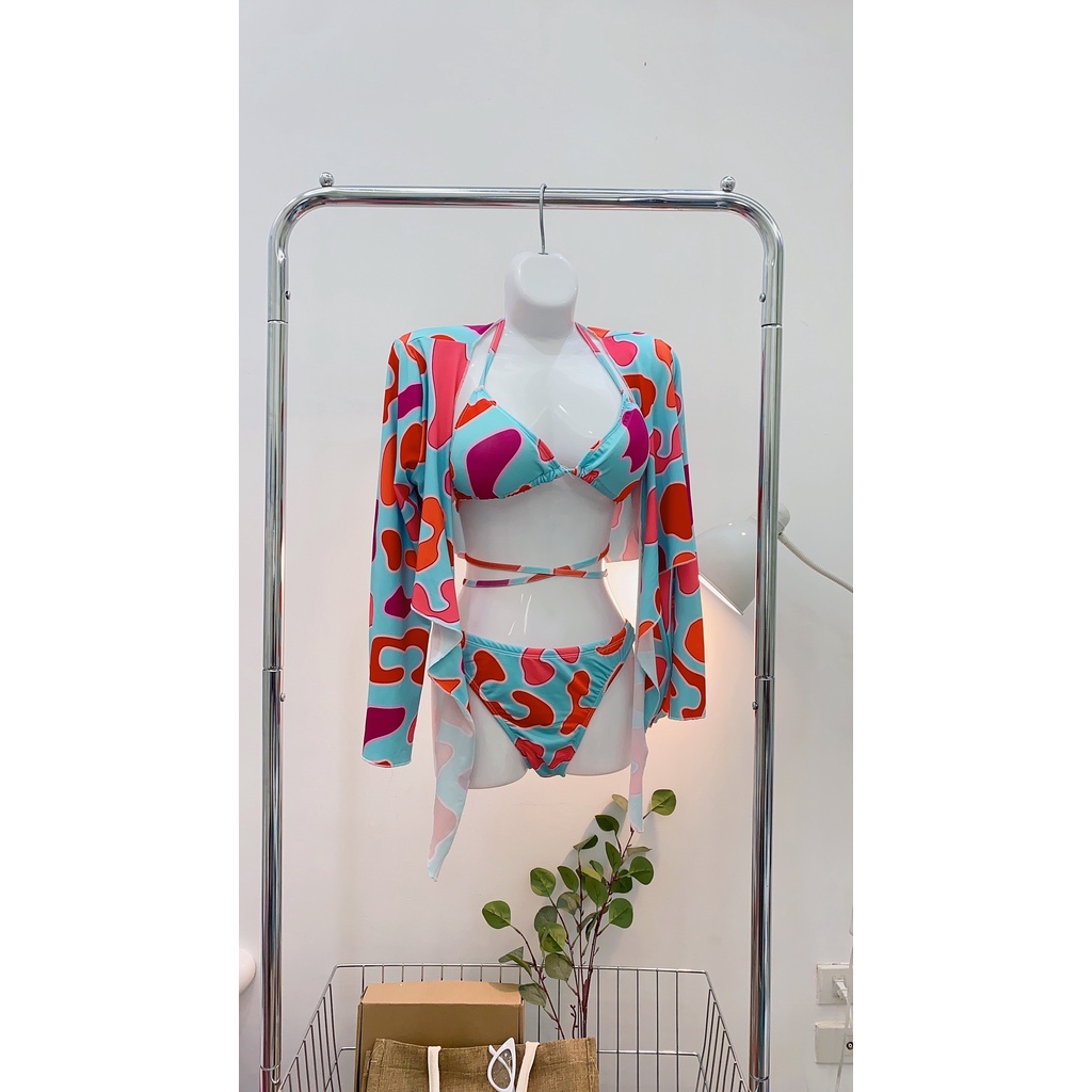 Set Bikini KAMI SUMMER 3 mảnh thun lạnh kèm áo choàng