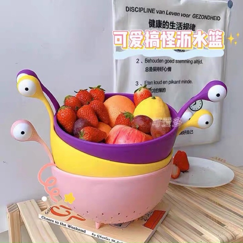 Rổ THOÁT NƯỚC HÌNH HAI CON MĂT CUTE RỬA RAU,RỬA HOA QUẢ