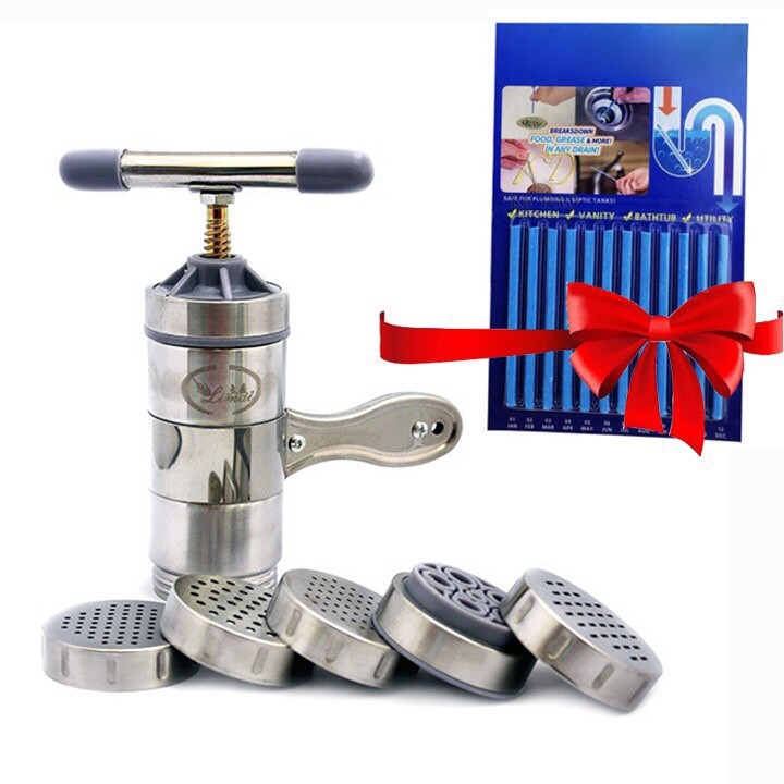 Dụng cụ làm bún mì tươi 5 đầu inox + Que thông cống - BX0909