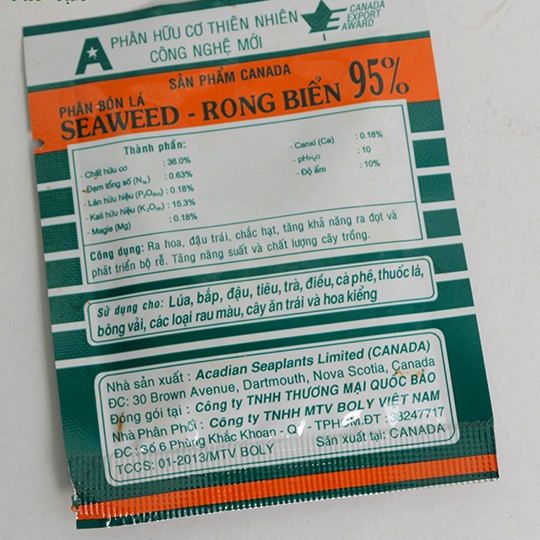 (Hộp 10 gói) Phân Bón Lá SEAWEED Rong Biển 95% - Phân Hữu Cơ Khoáng Vi Sinh