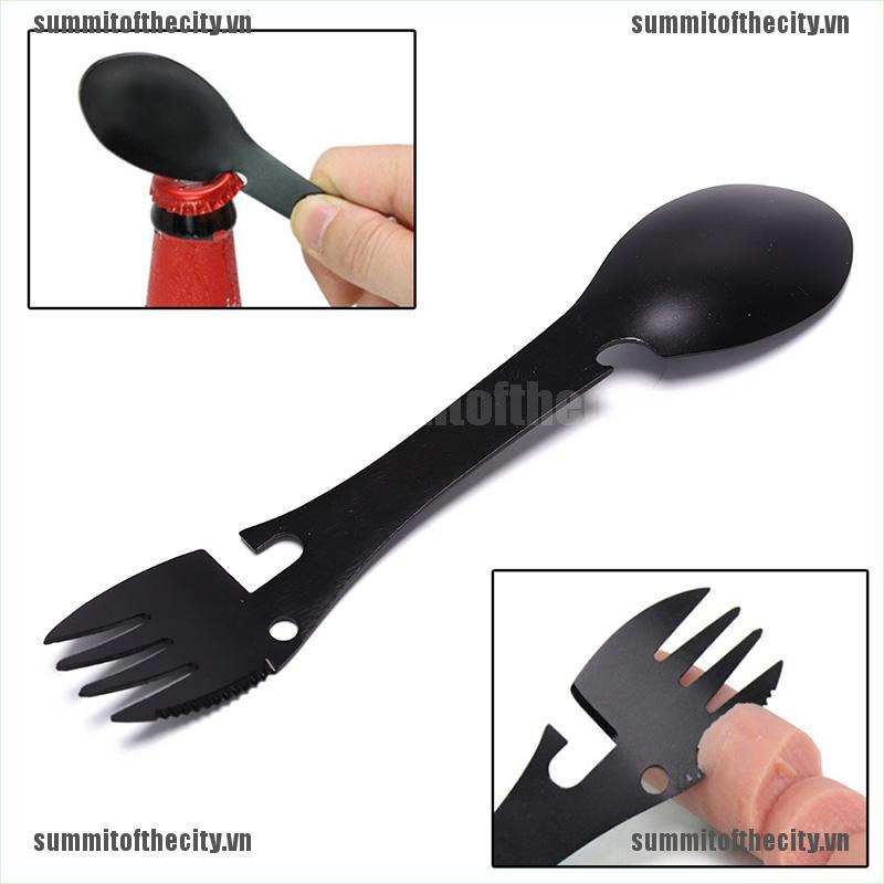 Muỗng Nĩa Kiêm Dụng Cụ Mở Nắp Chai Đa Năng Dùng Khi Đi Cắm Trại