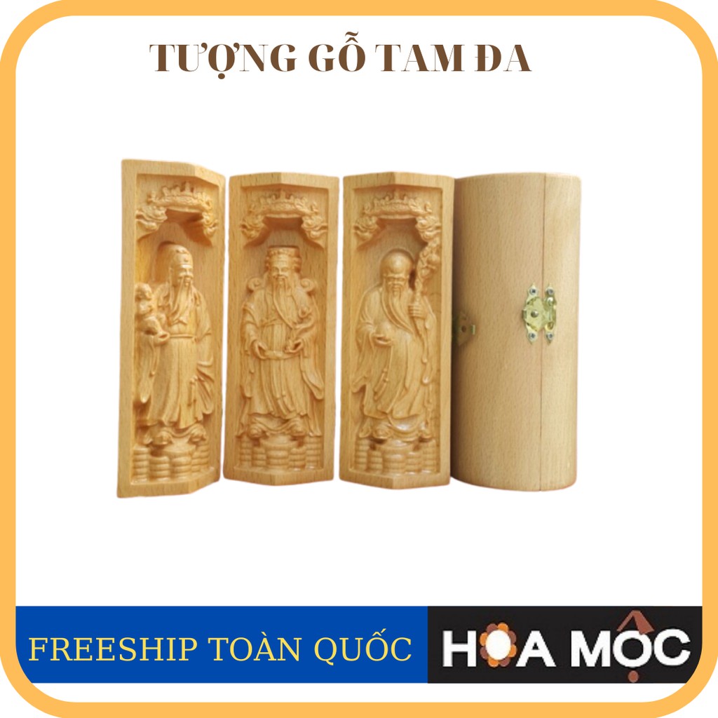 Tượng Tam Đa Phúc- Lộc - Thọ bằng gỗ [Hoa Mộc] cao 15cm, tượng làm  quà tặng, trang trí [free ship]