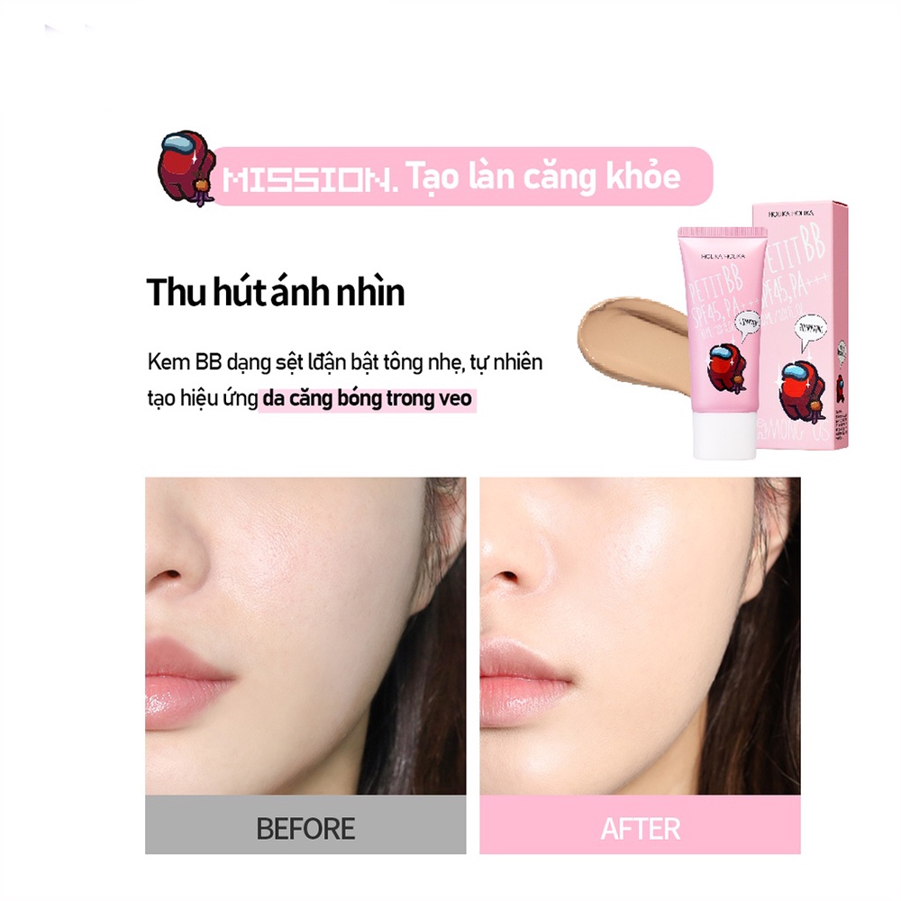 COMBO Môi Xinh Da Mịn Holika Holika Son Butter Blur Tint màu 03 Aging 4g + BB Cream Petit BB SPF45, PA+++ Shimmering 30m