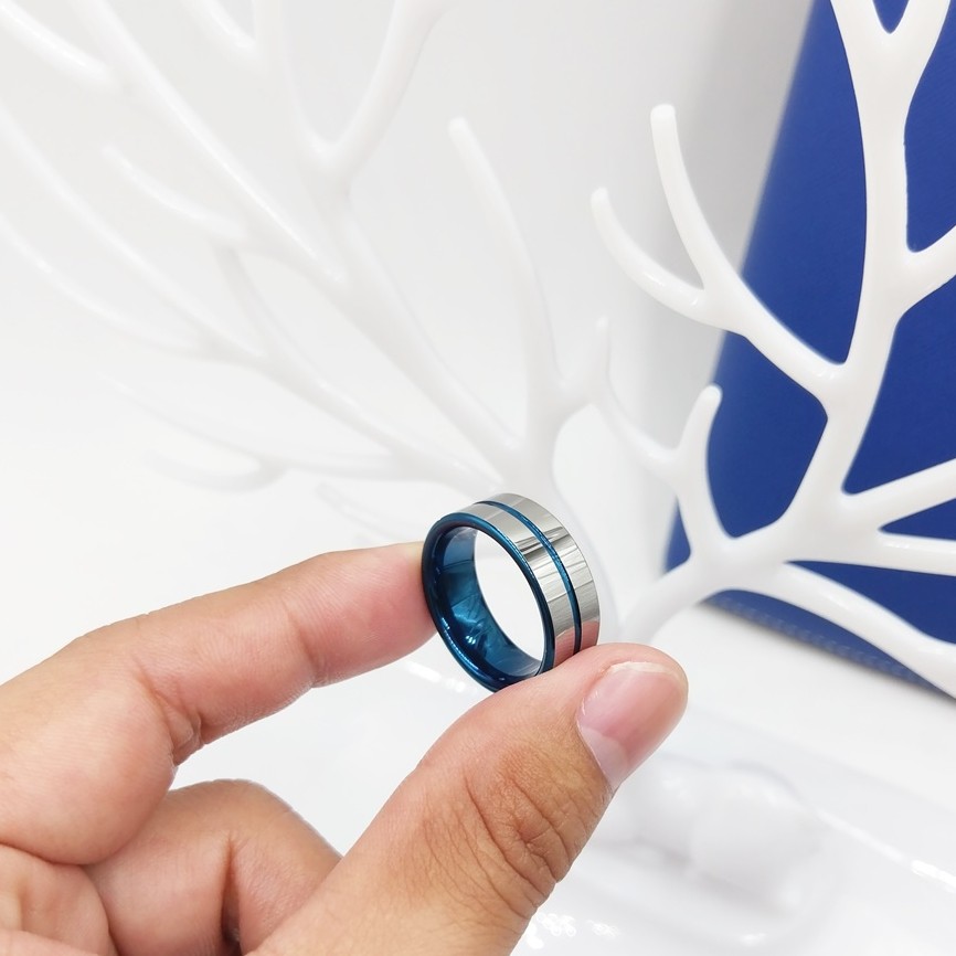 Nhẫn vonfram phong cách Hàn Quốc hiện đại cao cấp có chống trầy xước bề mặt