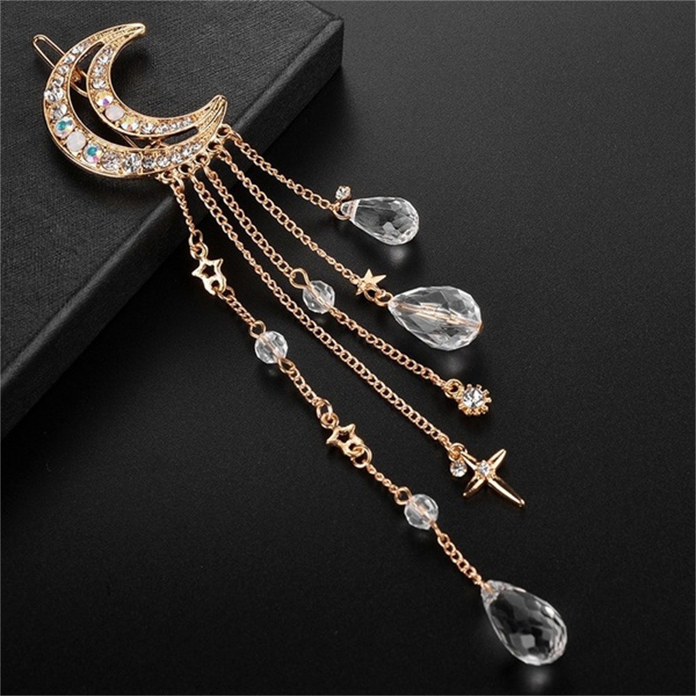 Kẹp TóC HìNh MặT Trăng ĐíNh Kim Cương Giả ThờI Trang Cho Nữ