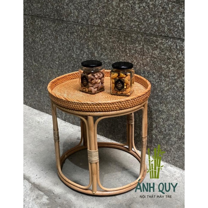 Bàn thớt gỗ - Bàn tròn mây - Decor trang trí nhà cửa, sân vườn, quán cafe, uống trà - Mây tre Ánh Quy