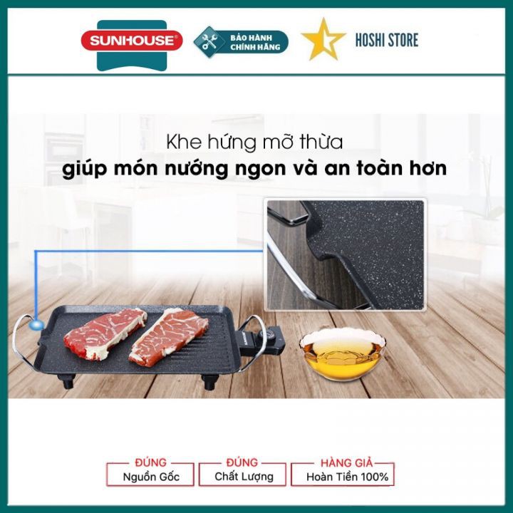 Bếp nướng điện chính hãng Sunhouse SHD 4607, không tạo khói, nướng chín nhanh, tiết kiệm điện