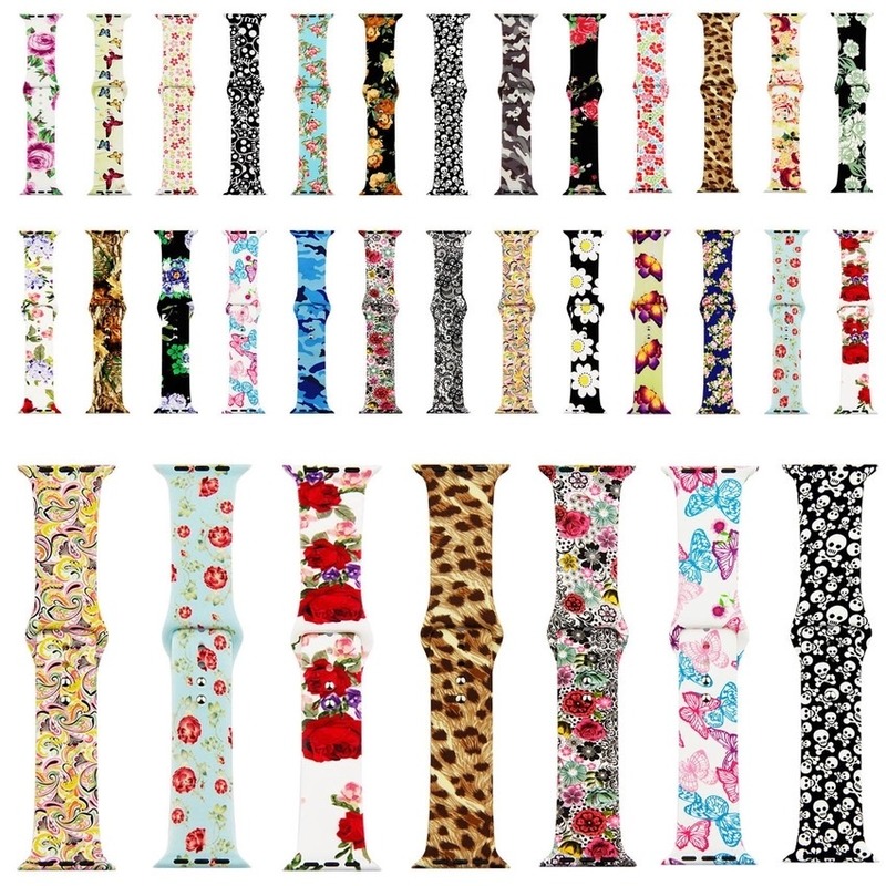 Apple Watch Strap IWatch Series 1 2 3 4 Printed Leopard Print Silicone Strap 38 40 42 44 MM Sports