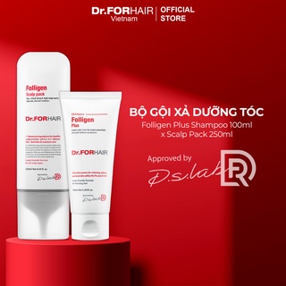 Bộ gội xả dưỡng tóc, hỗ trợ mọc tóc, giảm rụng giảm gàu Dr.FORHAIR Folligen Plus 100ml x Scalp Pack 250ml