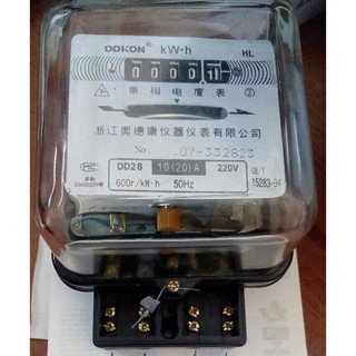 Công tơ điện 1 pha 2 day ODKON 20A mặt vuông - 5 số