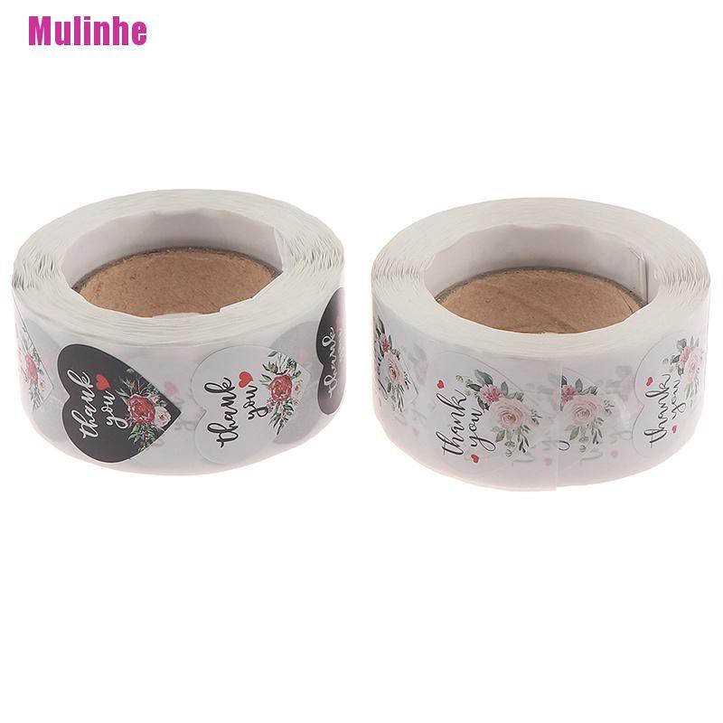Cuộn 500 Nhãn Dán Niêm Phong Bao Bì Hình Trái Tim In Chữ thank you Tiện Dụng
