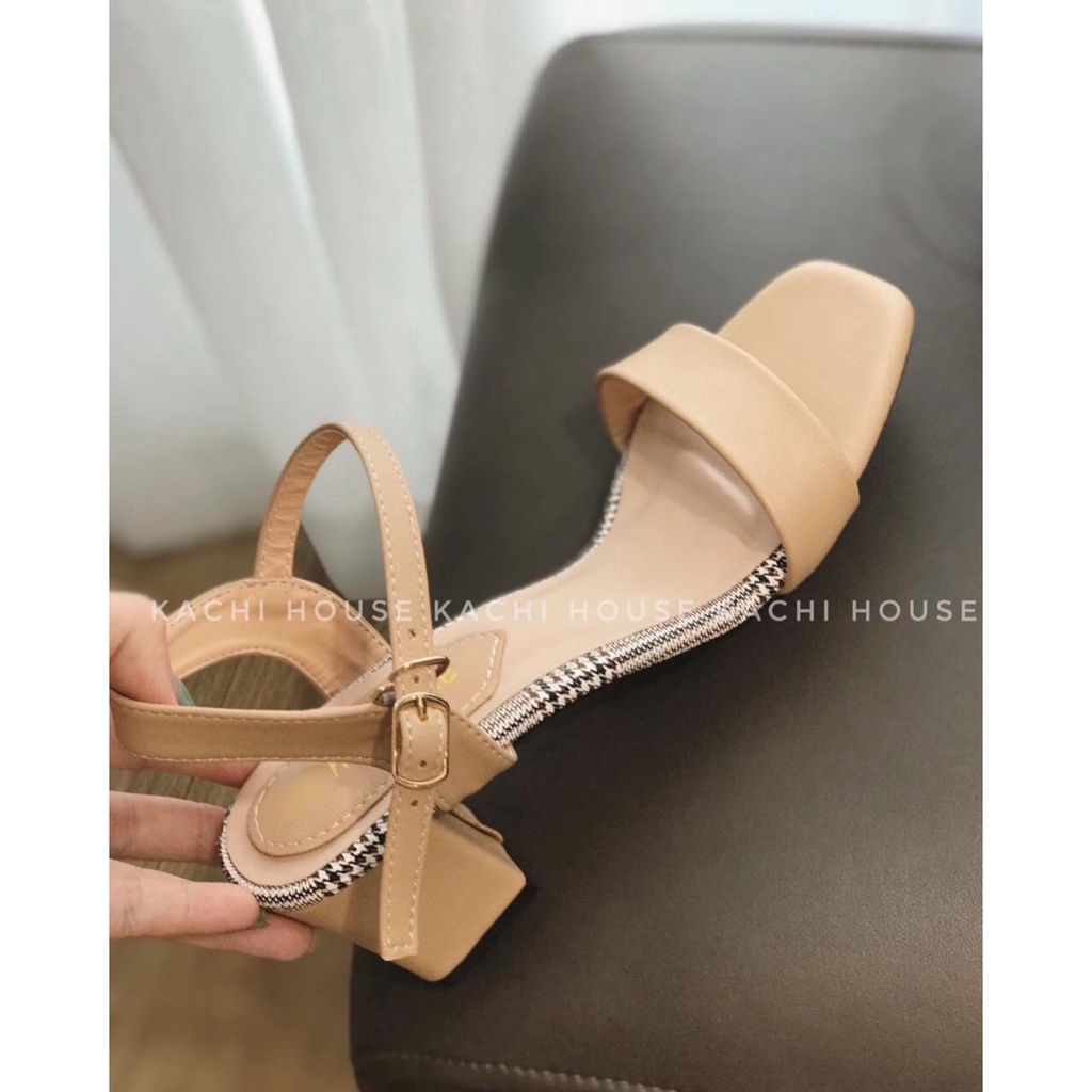 SANDAL CAO GÓT VUÔNG BASIC QUAI NGANG DA MỀM (M7)