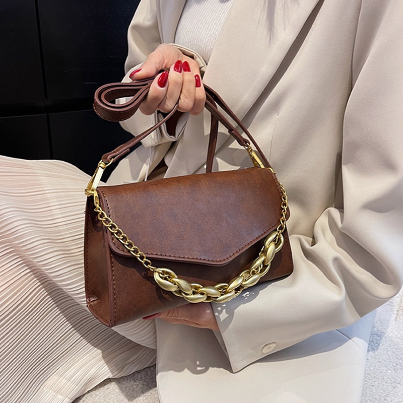 Túi đeo chéo IELGY dày dặn cỡ lớn phối dây xích phong cách cổ điển thường ngày thời trang cho nữ