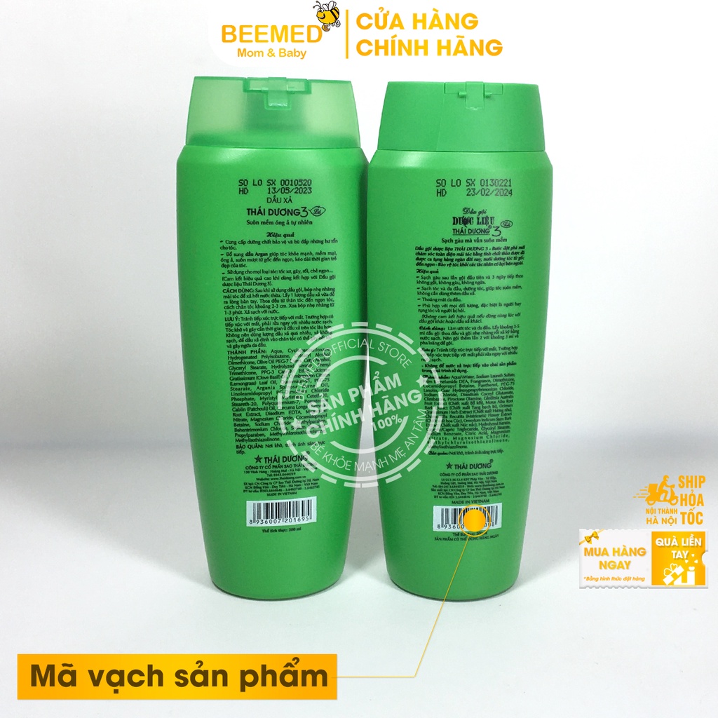 Ngăn ngừa gàu, dưỡng tóc - Dầu gội dược liệu Thái Dương 3, Thái dương 7 từ thảo dược, giảm rụng tóc, tóc chắc khỏe