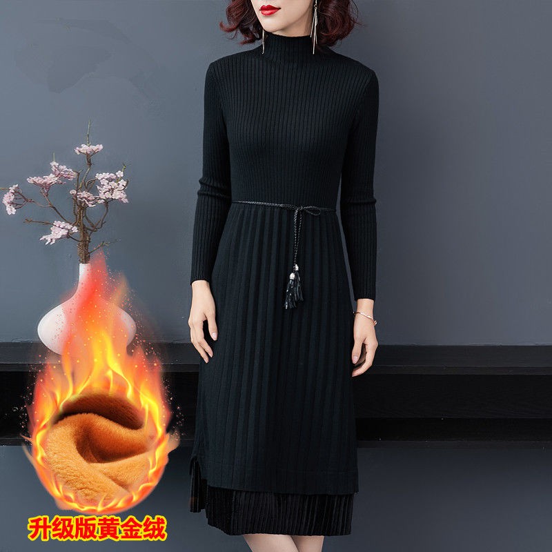 Đầm Sweater Nhung Dáng Dài Cổ Lọ Xinh Xắn Dành Cho Nữ | BigBuy360 - bigbuy360.vn
