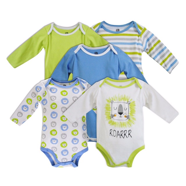 Set 5 body dài tay xuất mỹ cho bé trai và gái từ 0-12 tháng tuổi