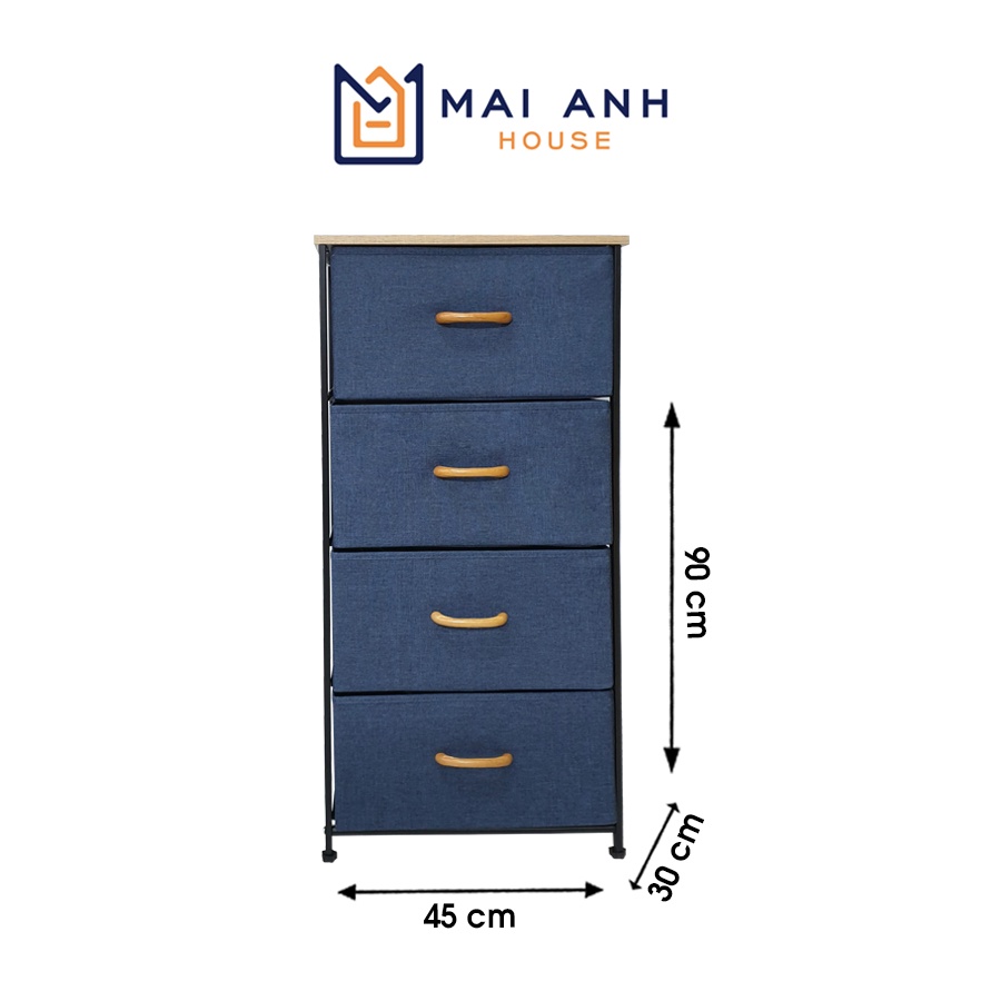 Tủ đựng quần áo đa năng 4 tầng Mai Anh House, vải Oxfort 600D, khung sắt tĩnh điện