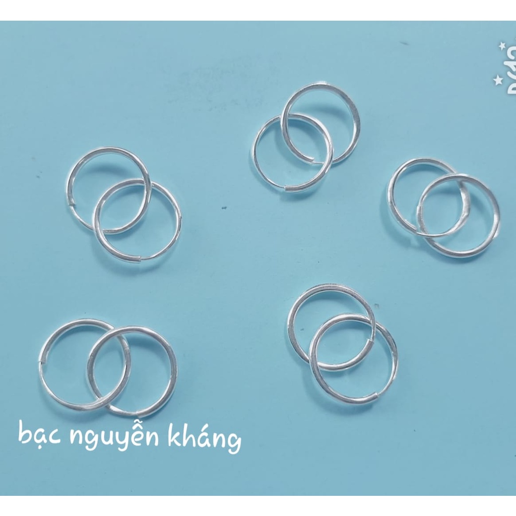 1 CHIẾC KHUYÊN TAI BẠC TRÒN TRƠN NAM NỮ NHIỀU LOẠI NoBrandUnisexSilver