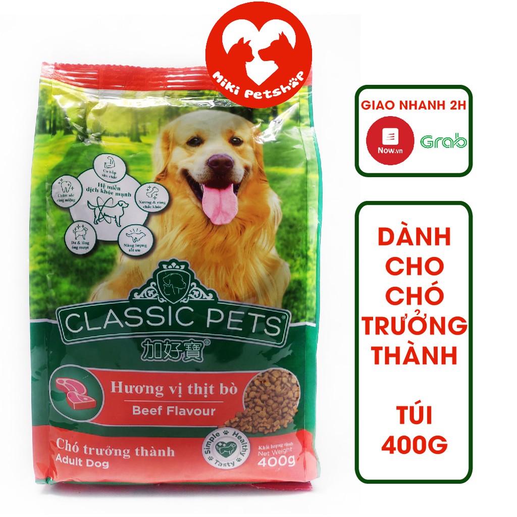 Thức Ăn Hạt Cho Chó Classic Pets 400g Vị Bò Dành Cho Chó Lớn - Miki Petshop
