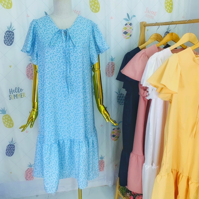 Đầm suông tay cánh tiên Hidu kiểu dáng đầm thiết kế sang trọng chất liệu lụa mát mẻ