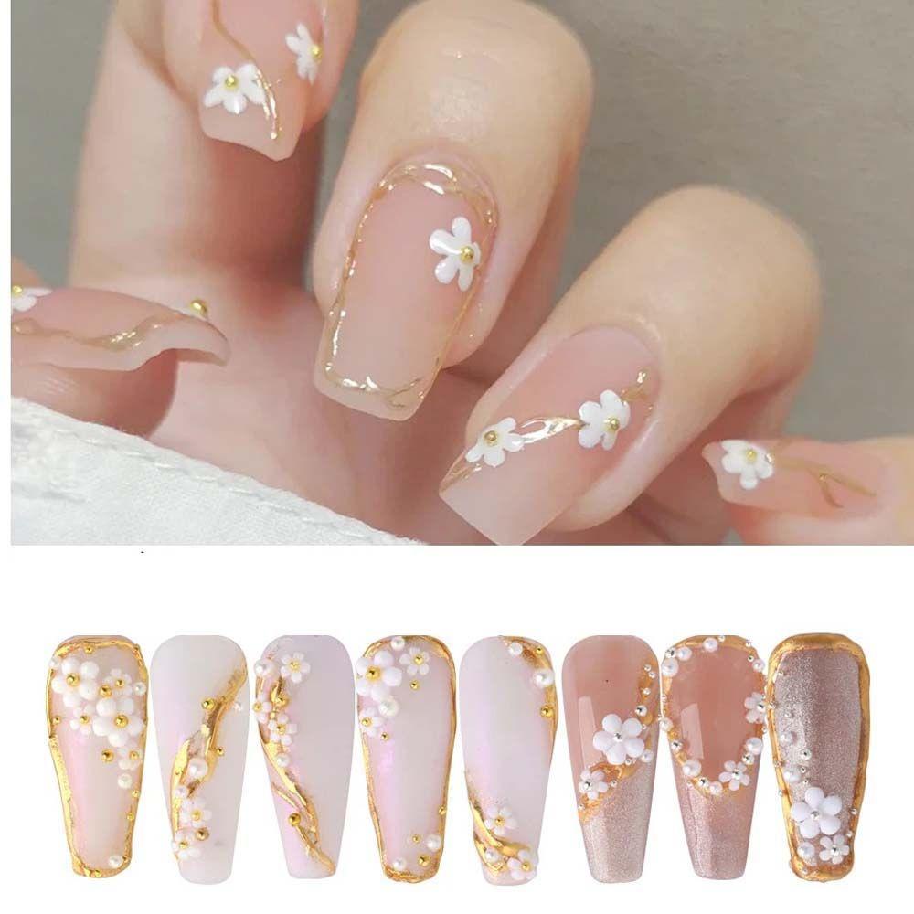 Phụ Kiện Trang Trí Móng Tay Hình Hoa Năm Cánh Bằng Kim Loại