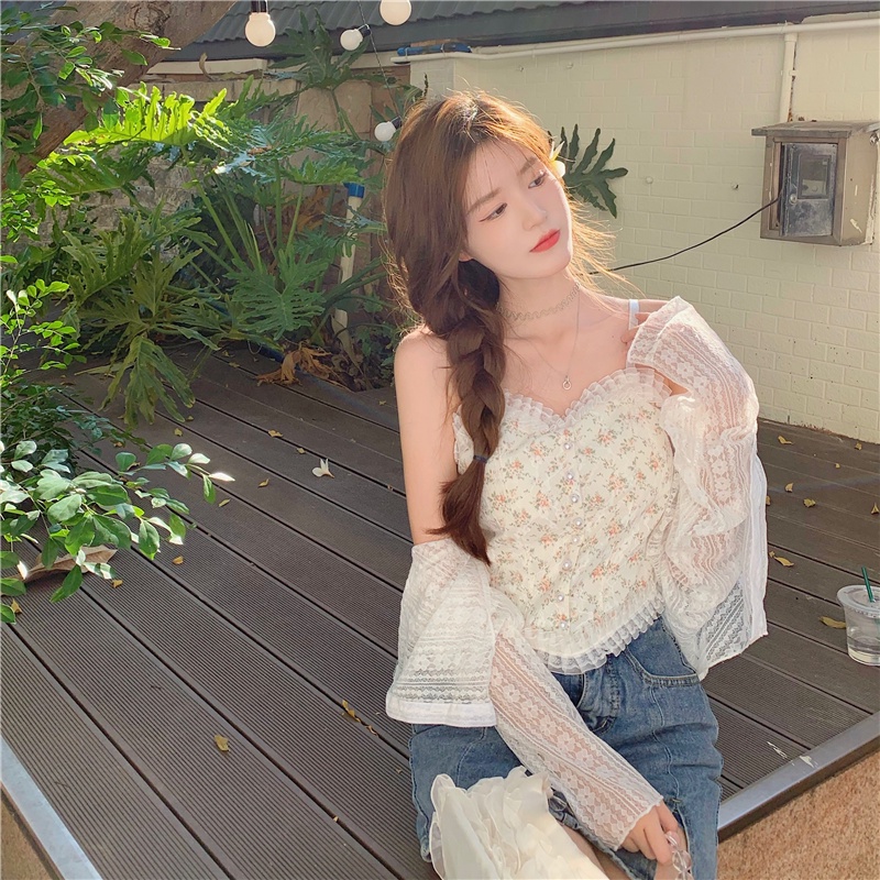 Áo Bra 2 Dây Có Đệm Ngực Thiết Kế Họa Tiết Hoa Nhí Phối Ren Đính Khuy Ngọc Phong Retro Hot Nhất 2022 | BigBuy360 - bigbuy360.vn