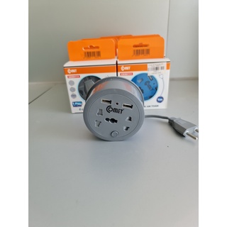 Ổ cắm du lịch đa năng comet ces9111, công suất 1800w, dây dài 1m, 2 cổng sạc usb