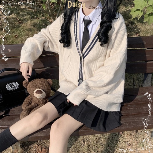 [ SP Tốt, Hỏa Tốc] Áo Khoác Cardigan Len Học Sinh Áo Len Dáng Dài Form Rộng Phong Cách Hàn Quốc - Mã AOL001