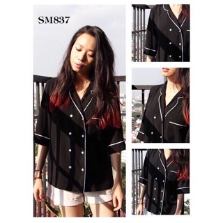 [Hot Trend] Áo Sơ Mi Cổ Vest (3 màu hồng,trắng,đen)
